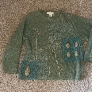 Susan Bristol sweater, sz Lg, green/turquoise